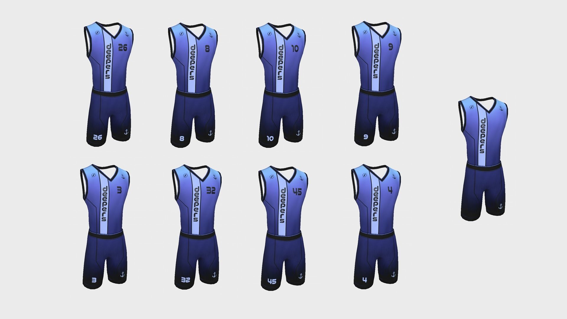 10 Basketball Fantasy Teams Uniforms - Character Design 3D Model Collection_76
