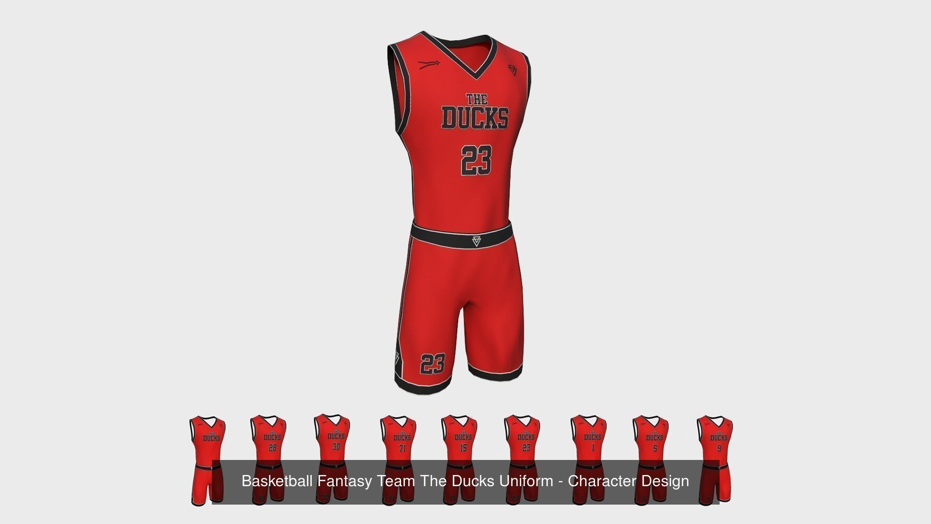 10 Basketball Fantasy Teams Uniforms - Character Design 3D Model Collection_3