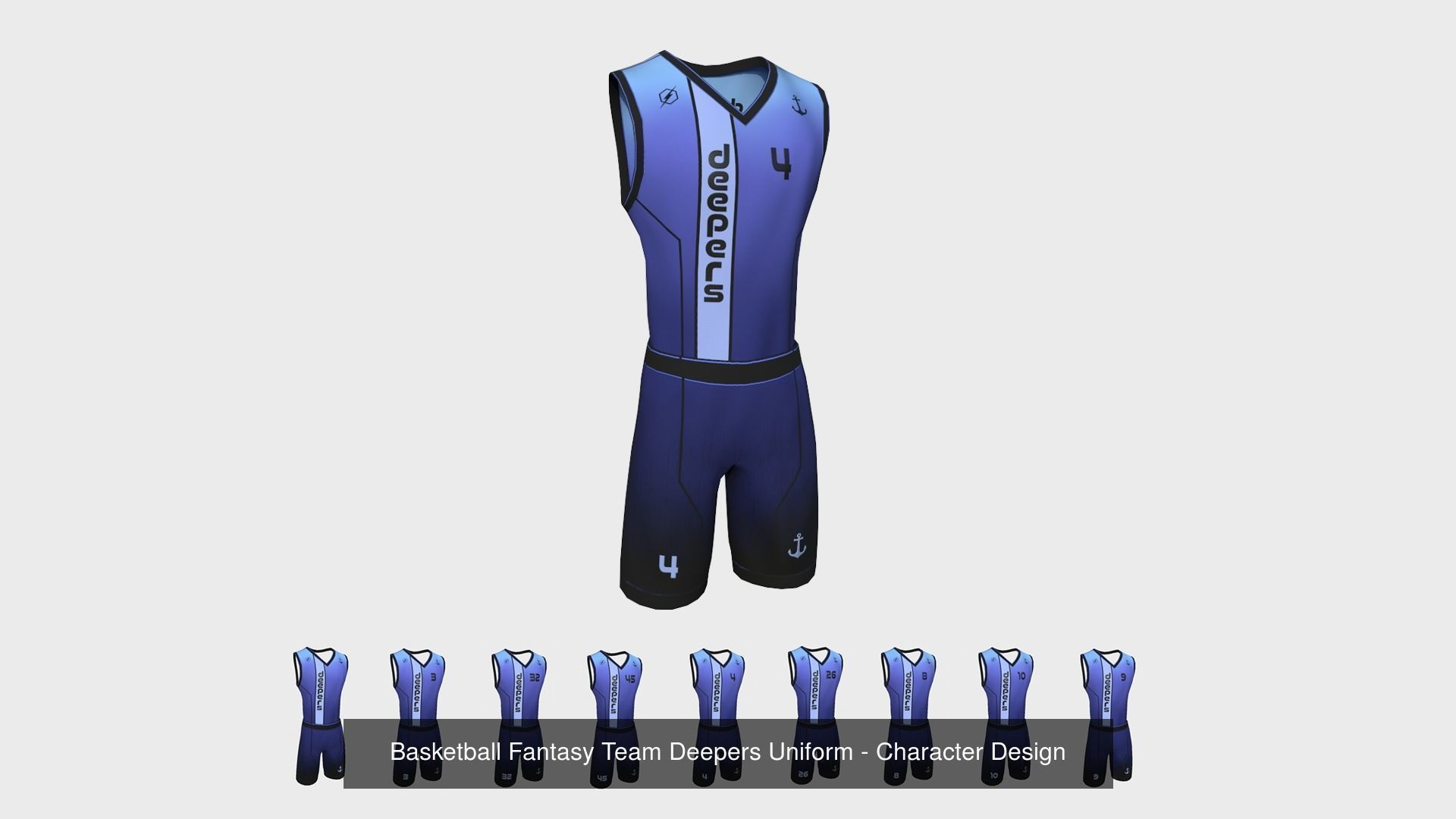 10 Basketball Fantasy Teams Uniforms - Character Design 3D Model Collection_4