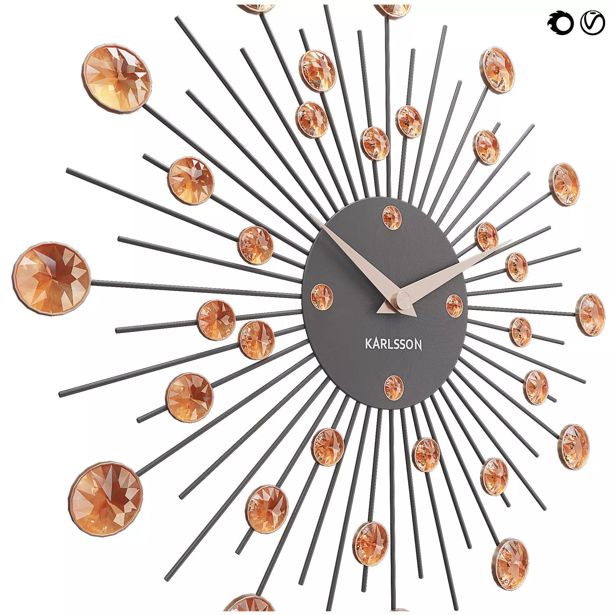 Sunburst Wall clock 30 3D model_0