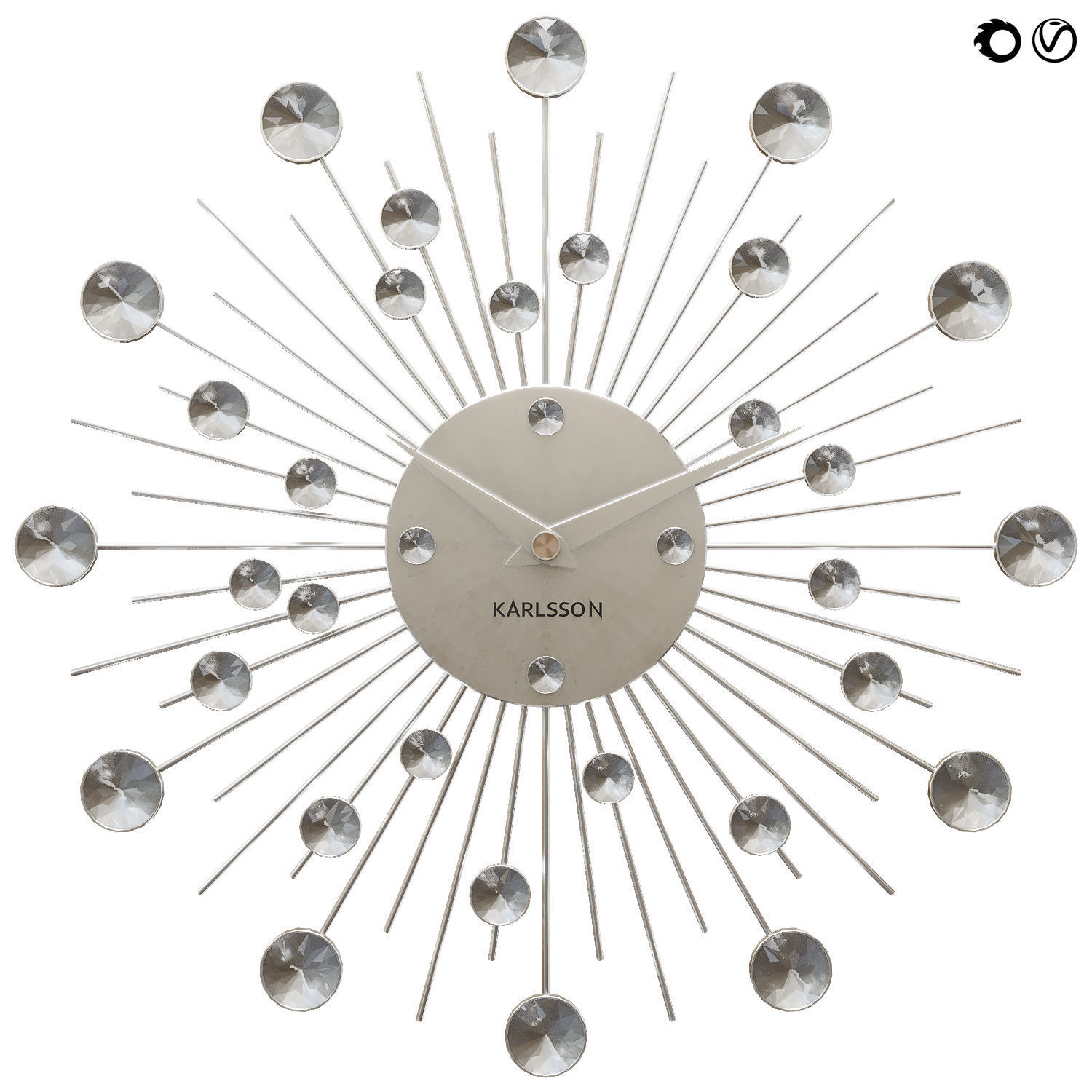 Sunburst Wall clock 30 3D model_1