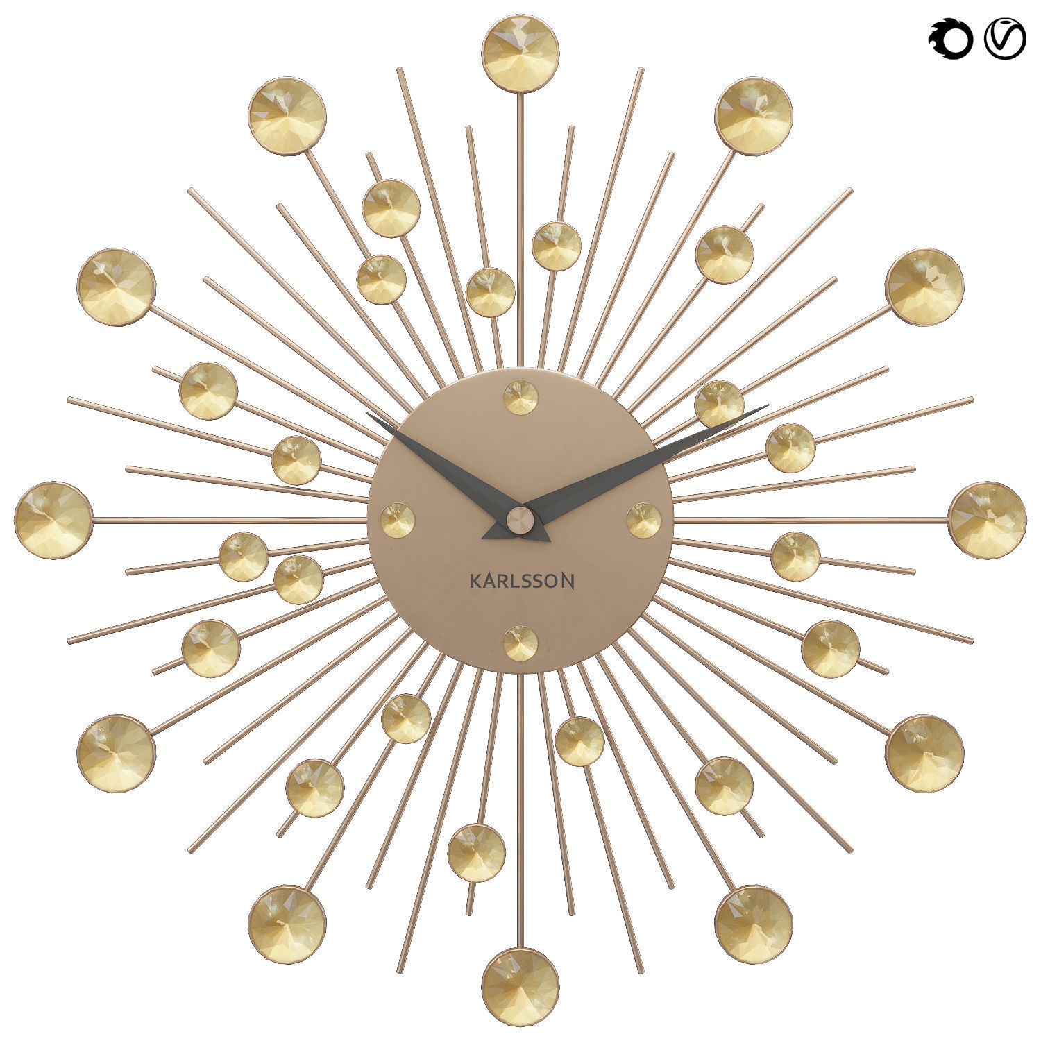 Sunburst Wall clock 30 3D model_2