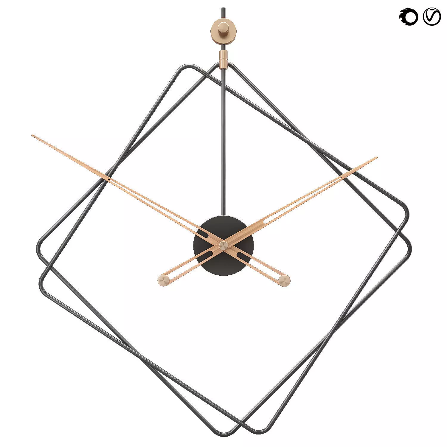 Modern Geometric Metal Wall Clock 3D model_0