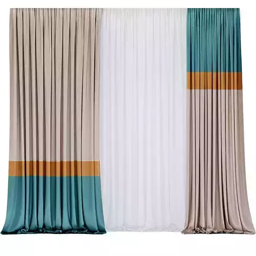 Curtain with teal and stripes