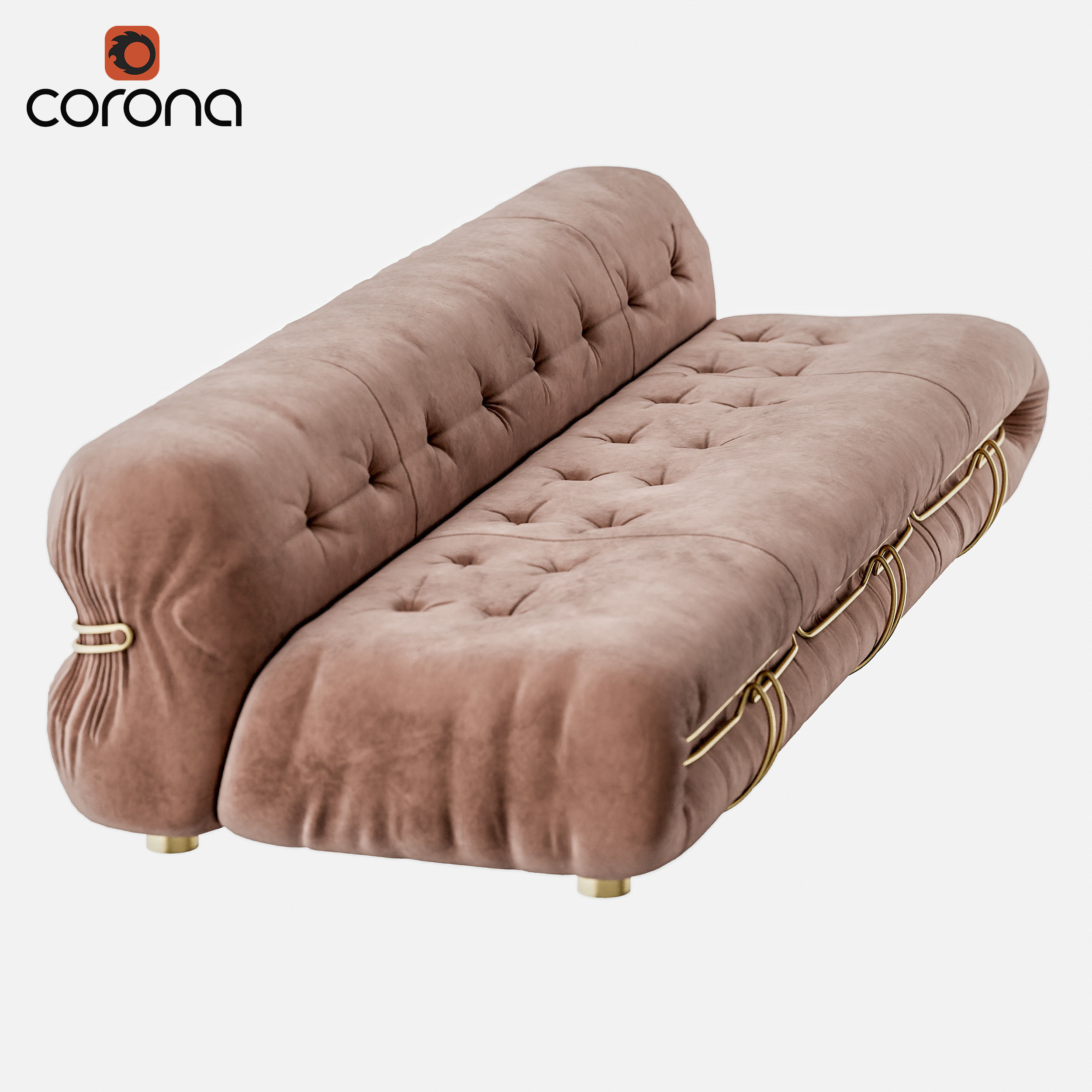 Oval quilted suede sofa 3D model_1