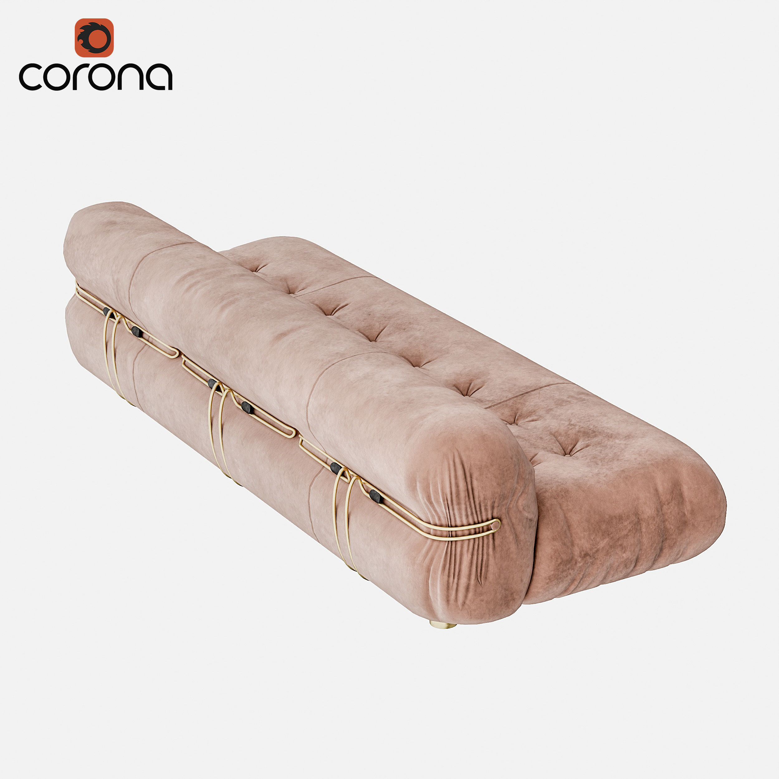 Oval quilted suede sofa 3D model_3