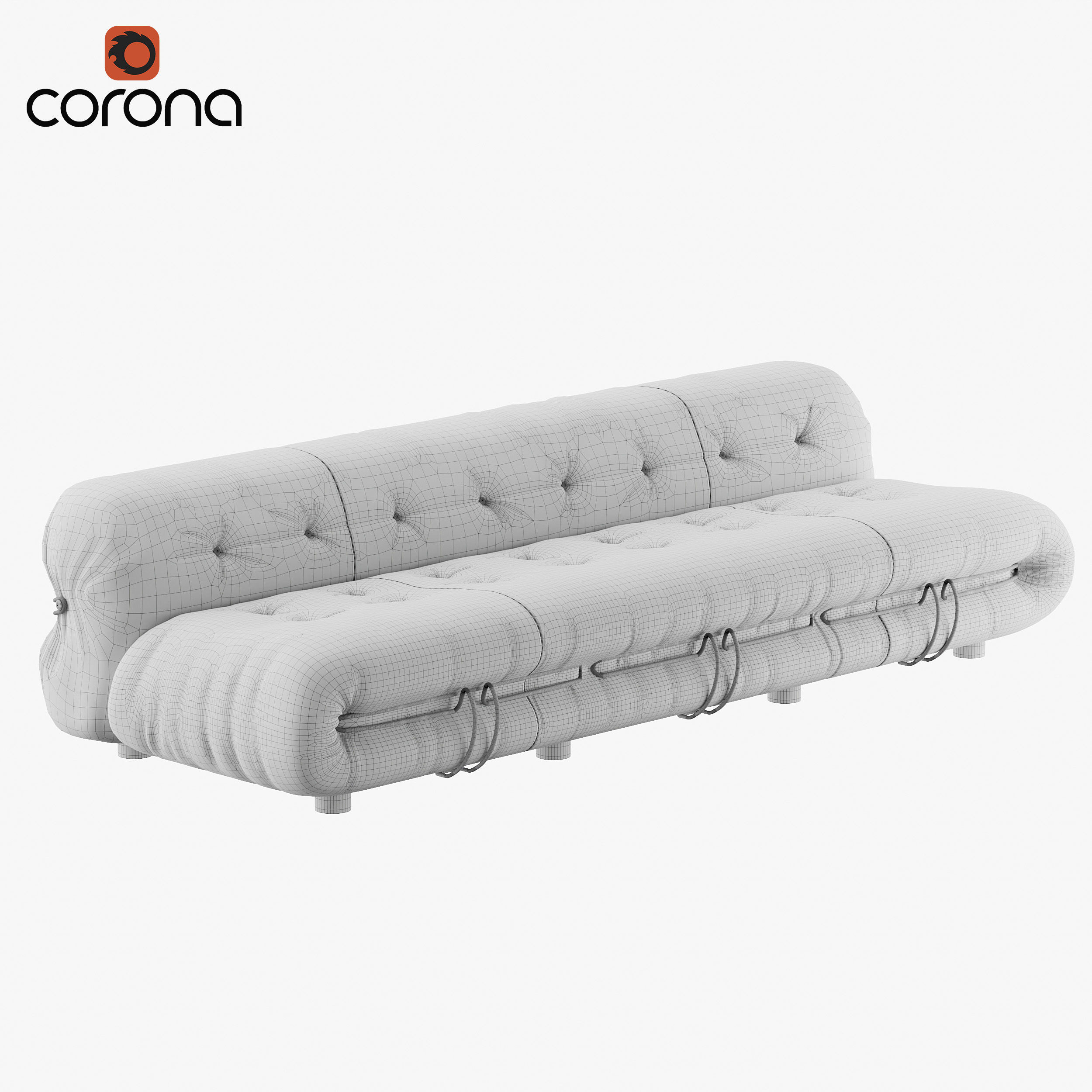 Oval quilted suede sofa 3D model_4