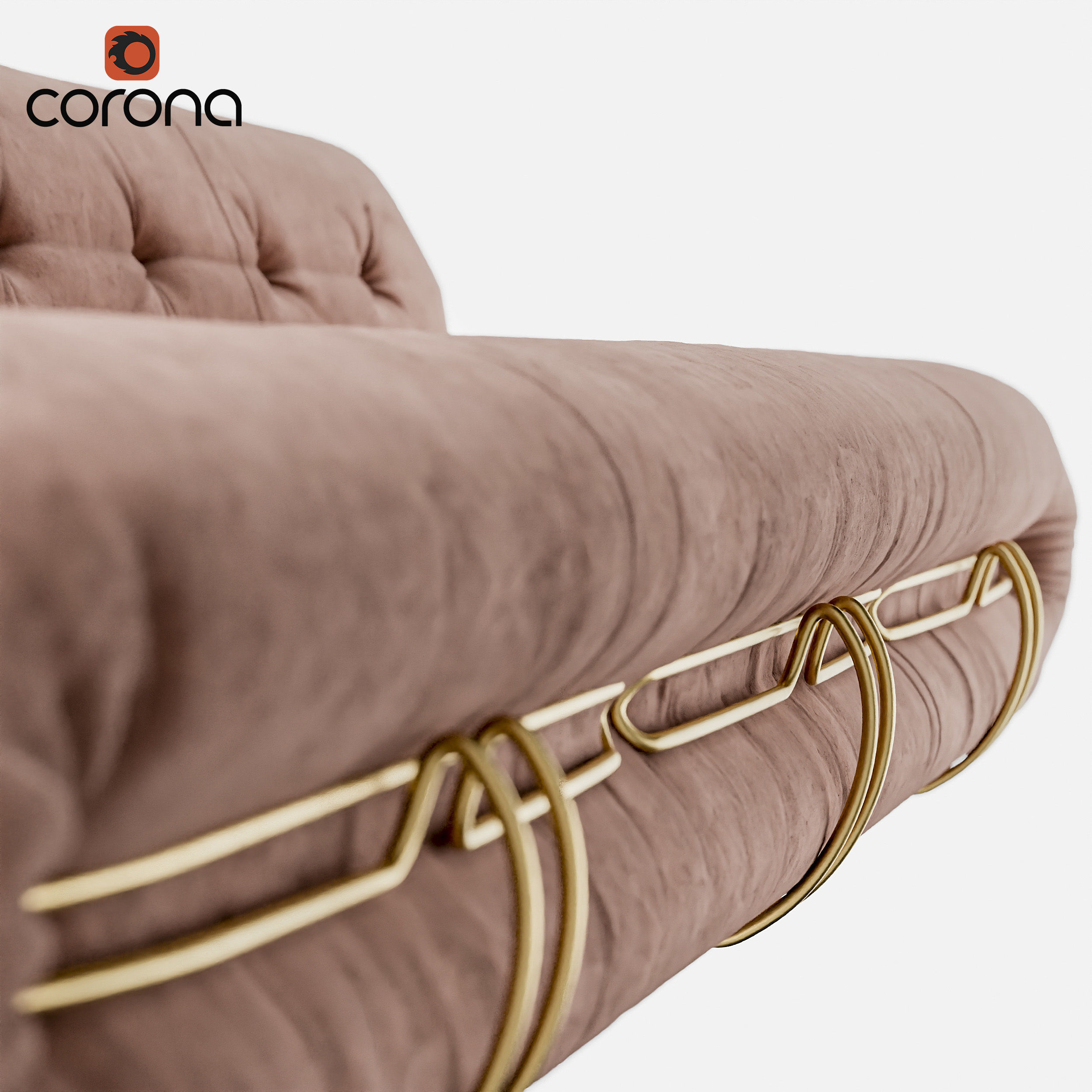 Oval quilted suede sofa 3D model_2