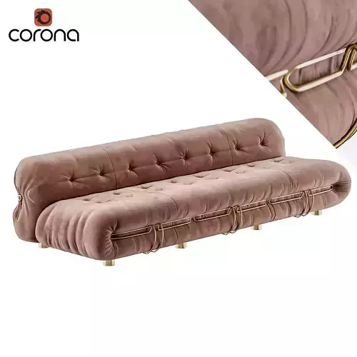 Oval quilted suede sofa 3D model