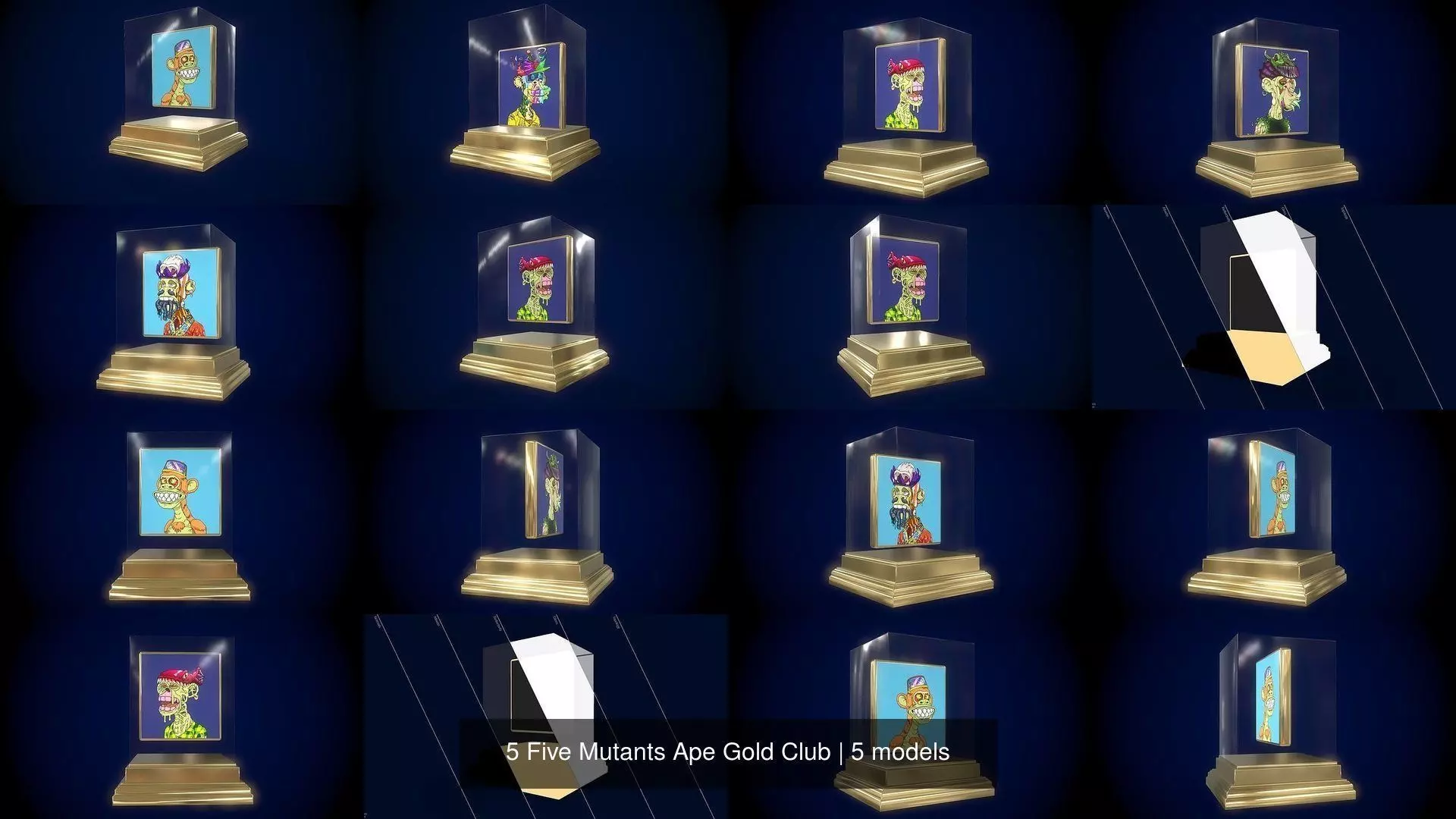 5 Five Mutants Ape Gold Club 3D Model Collection_0