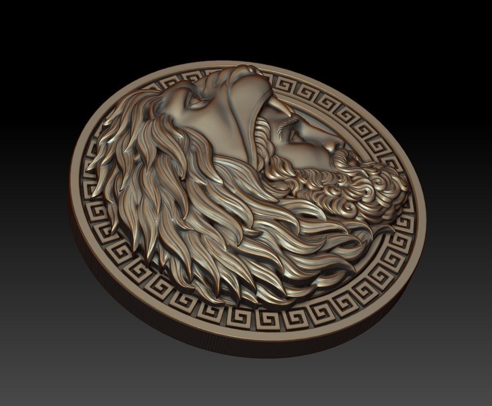 Hercules coin with head of lion 3D print model_13