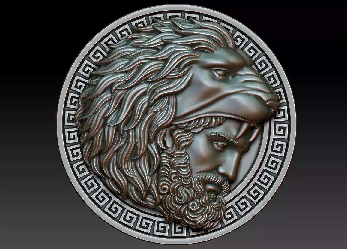 Hercules coin with head of lion 3D print model_0