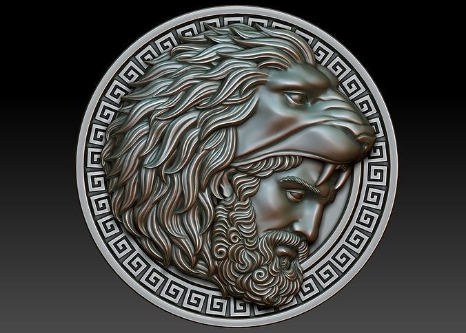 Hercules coin with head of lion 3D print model