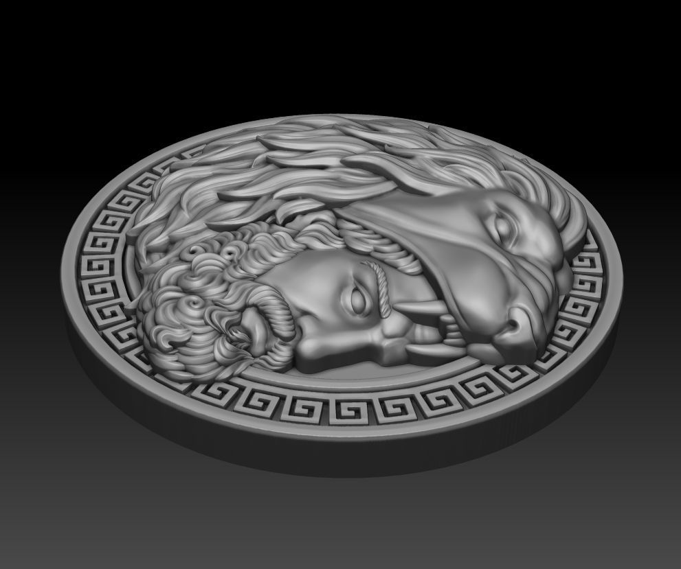 Hercules coin with head of lion 3D print model_6