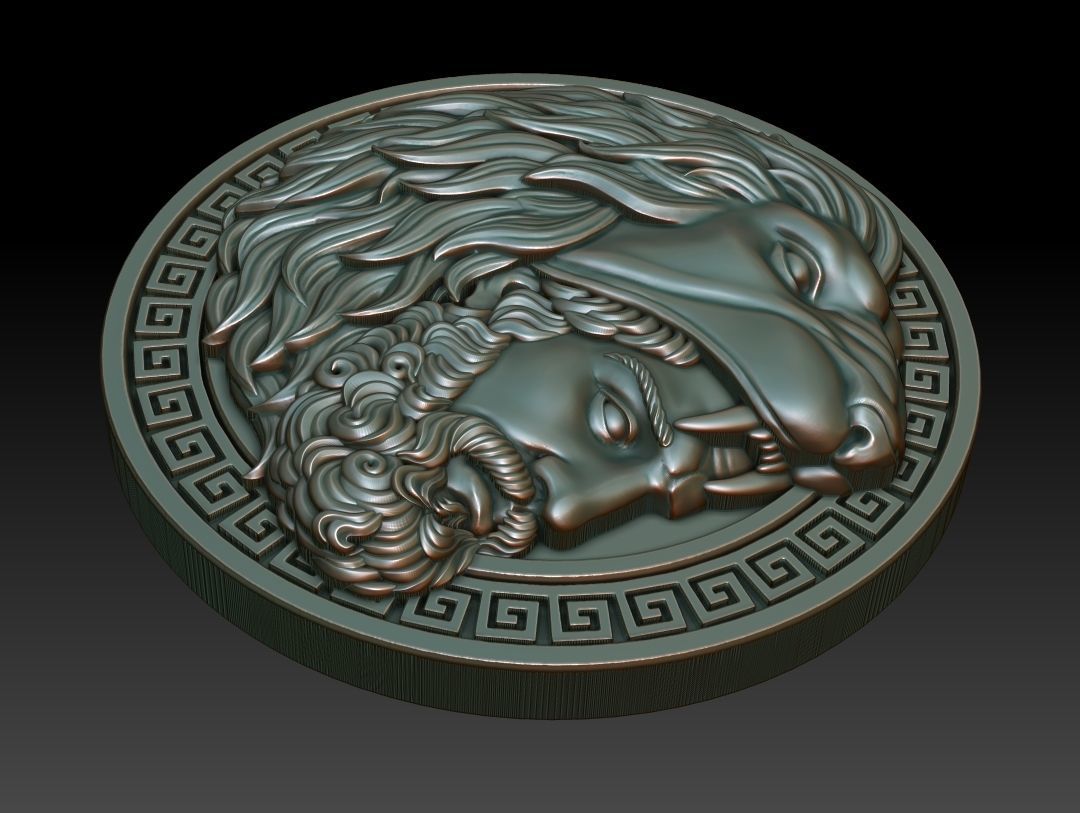 Hercules coin with head of lion 3D print model_1