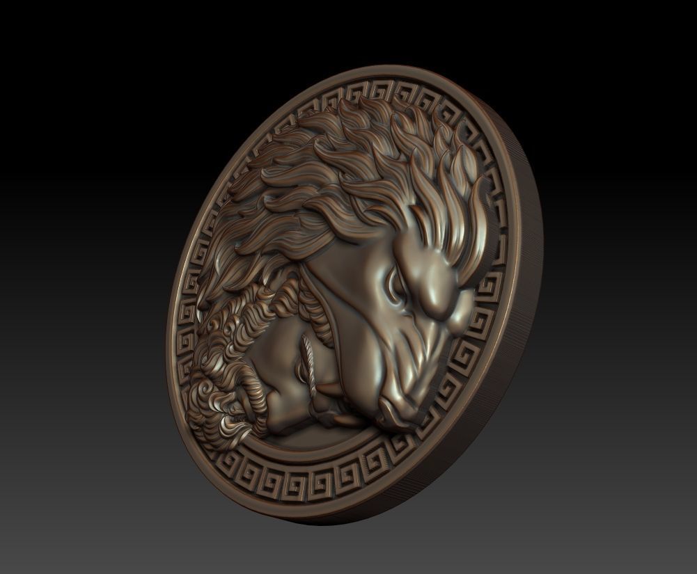 Hercules coin with head of lion 3D print model_12