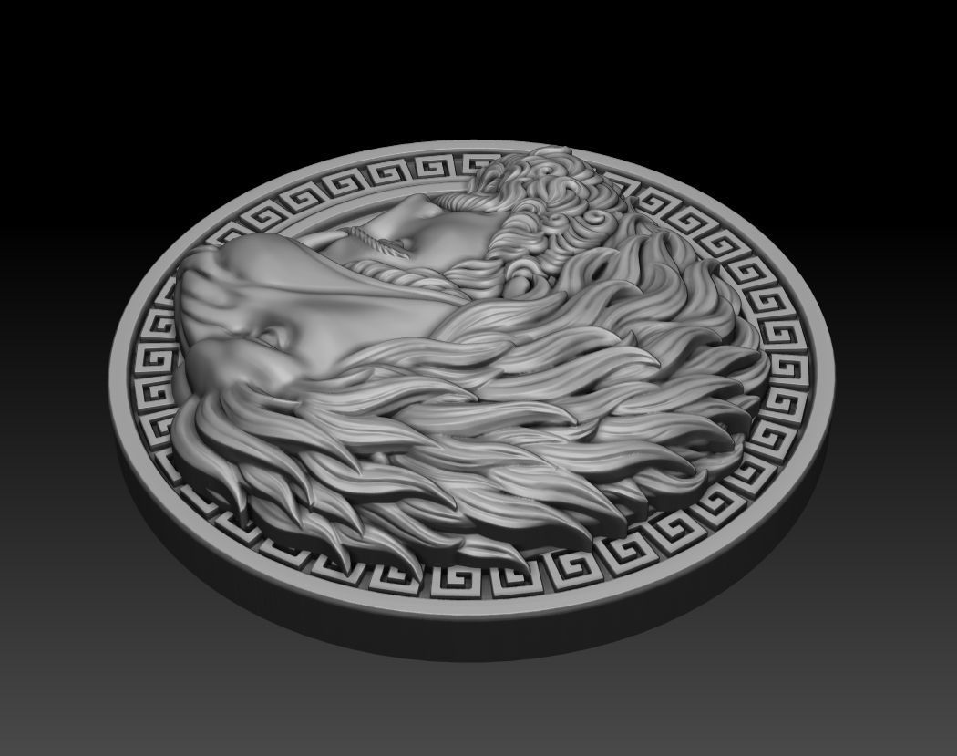 Hercules coin with head of lion 3D print model_7