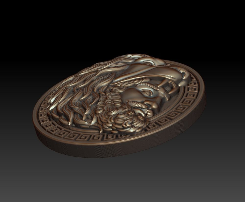 Hercules coin with head of lion 3D print model_11