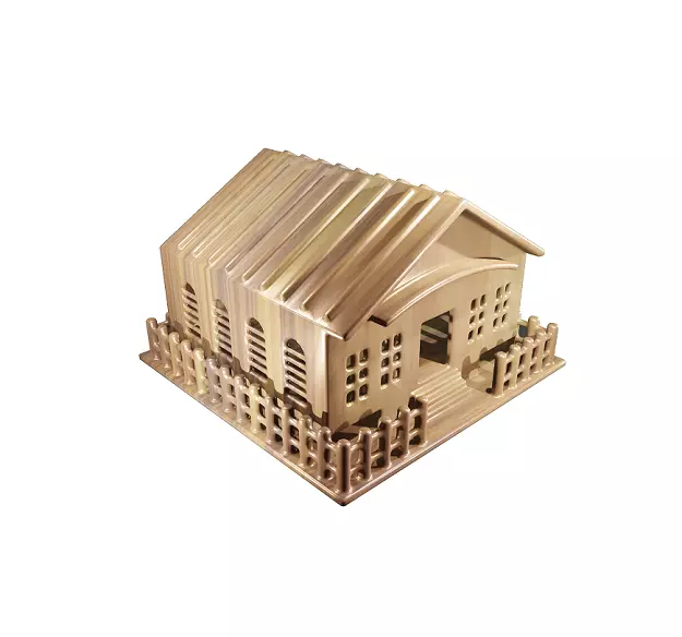 Elegant Wooden House Low-poly 3D model_0