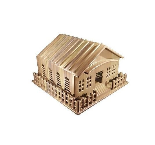 Elegant Wooden House Low-poly 3D model