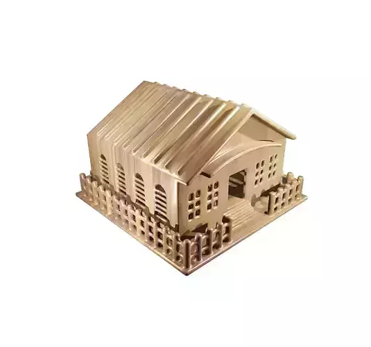 Elegant Wooden House Low-poly 3D model
