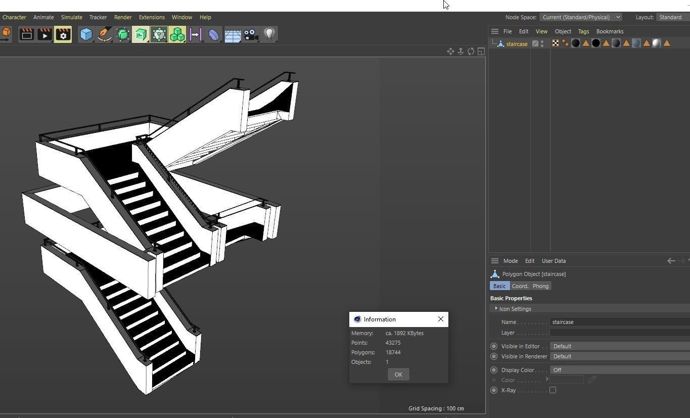 Staircase set of stairs Low-poly 3D model_4