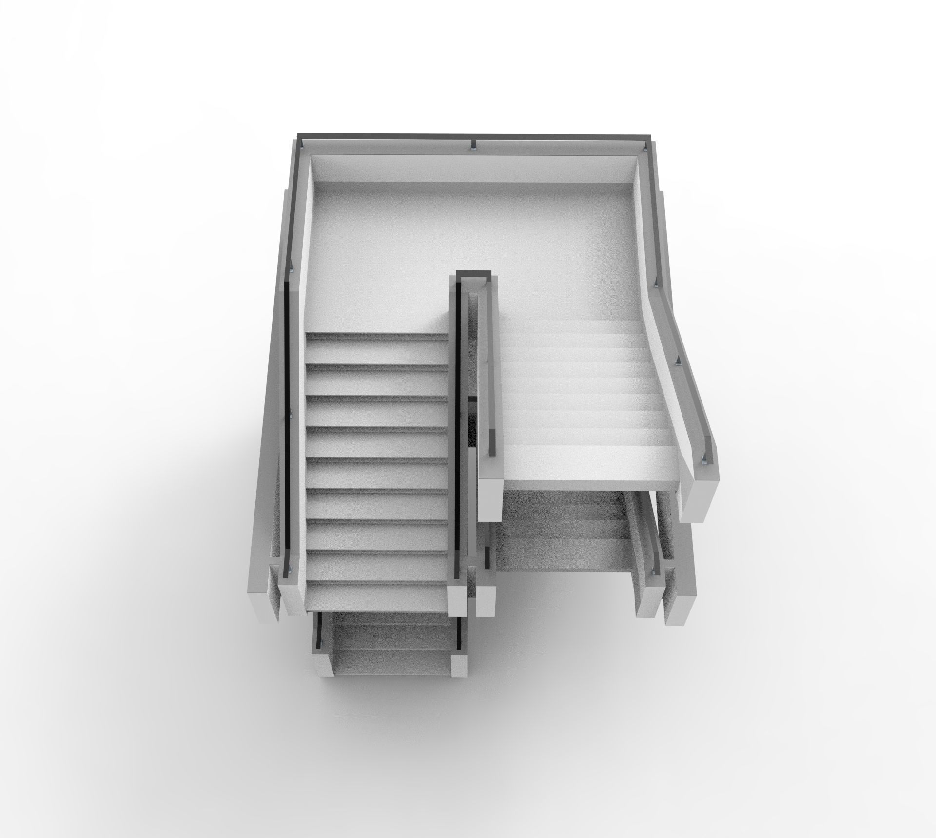 Staircase set of stairs Low-poly 3D model_2