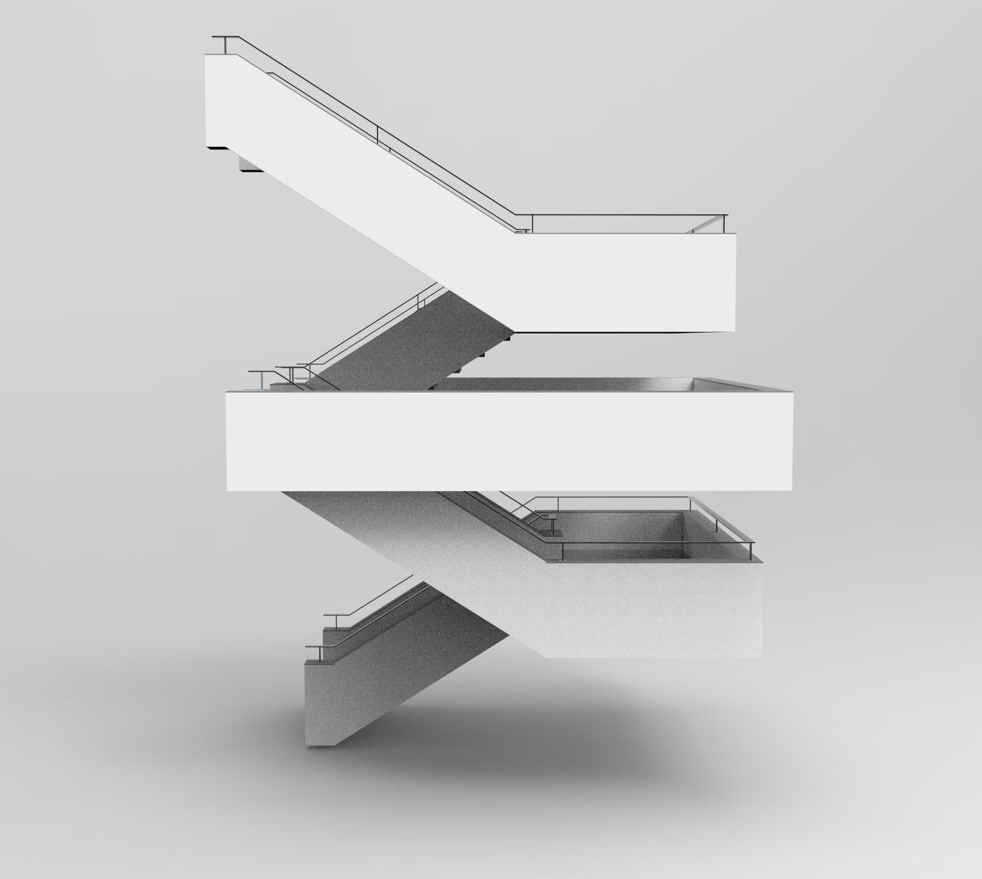 Staircase set of stairs Low-poly 3D model_1
