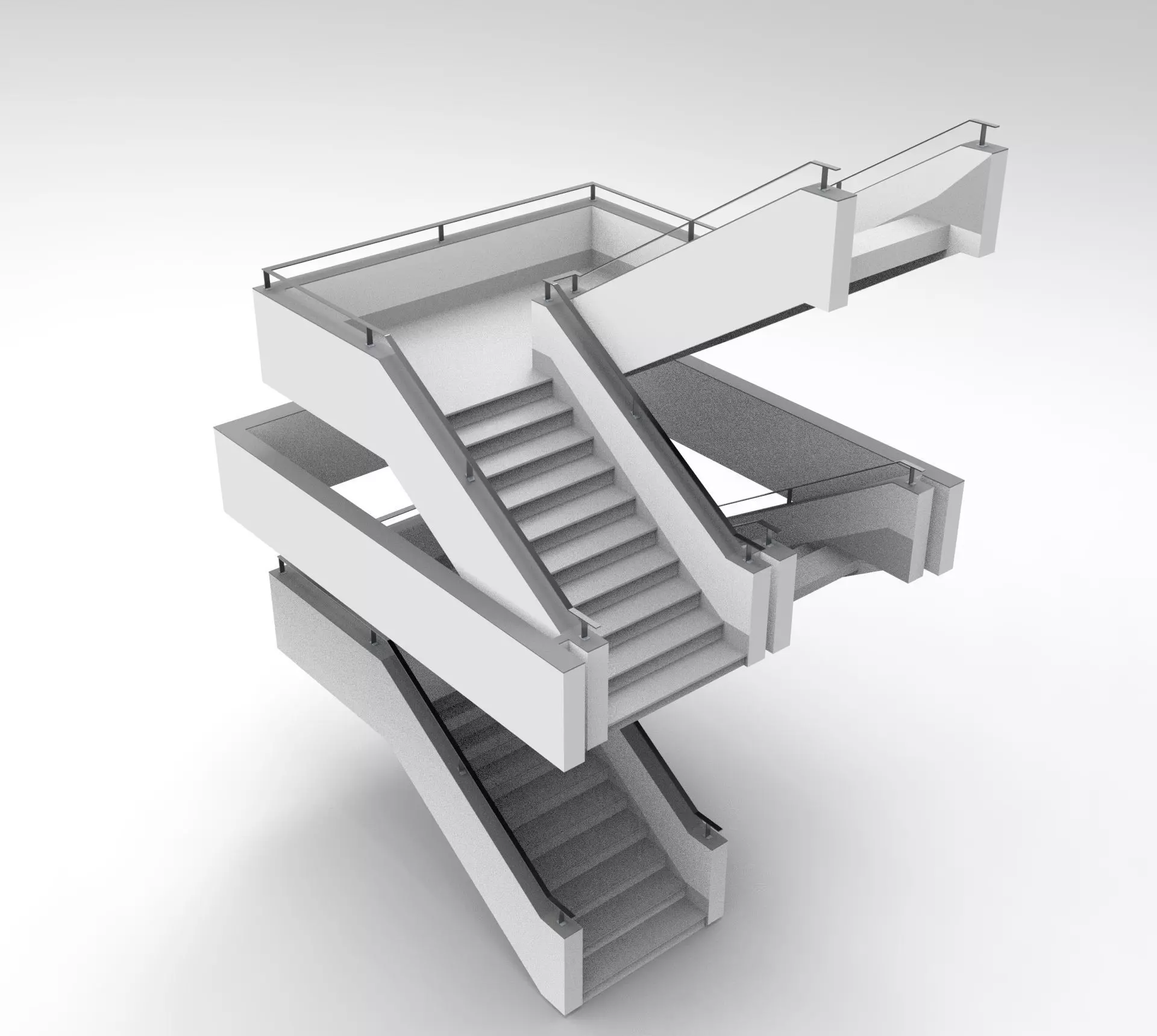 Staircase set of stairs Low-poly 3D model_0