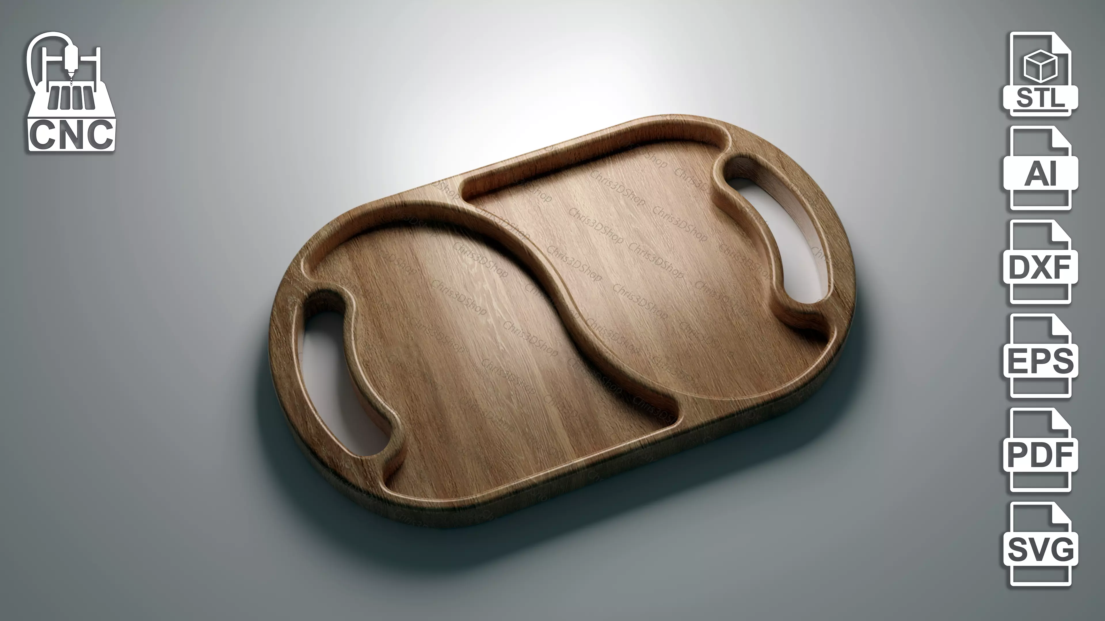 Oval Serving Tray 2- Files for CNC 3D model_0