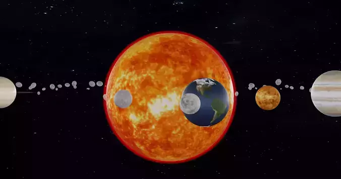 Animated beautiful solar system With Kuiper Belt 3D model