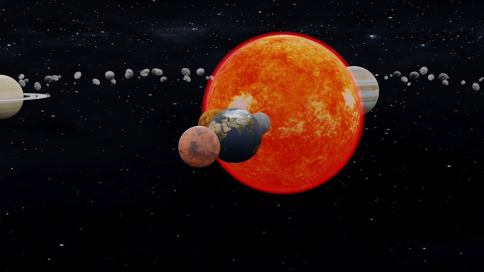 Animated beautiful solar system With Kuiper Belt 3D model_4