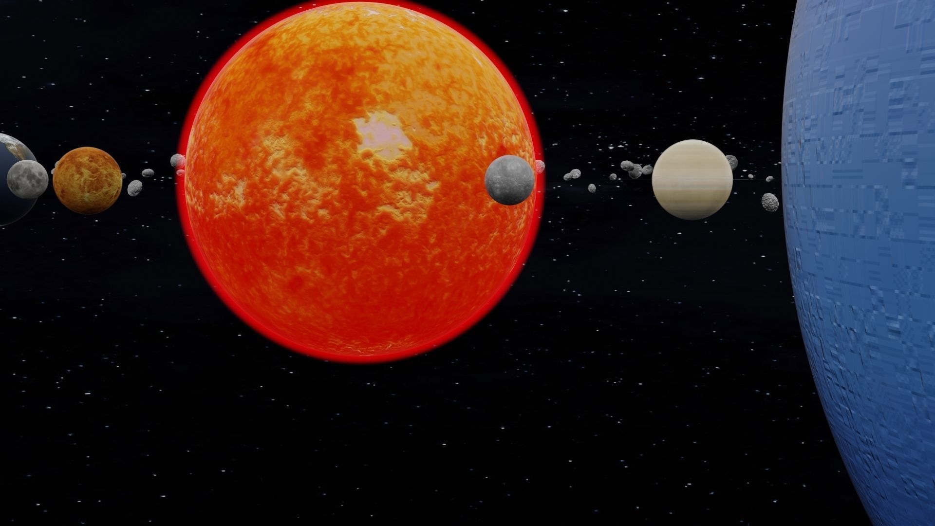 Animated beautiful solar system With Kuiper Belt 3D model_9