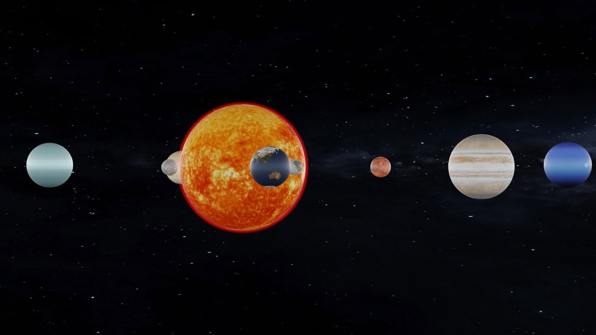 Animated beautiful solar system With Kuiper Belt 3D model_2
