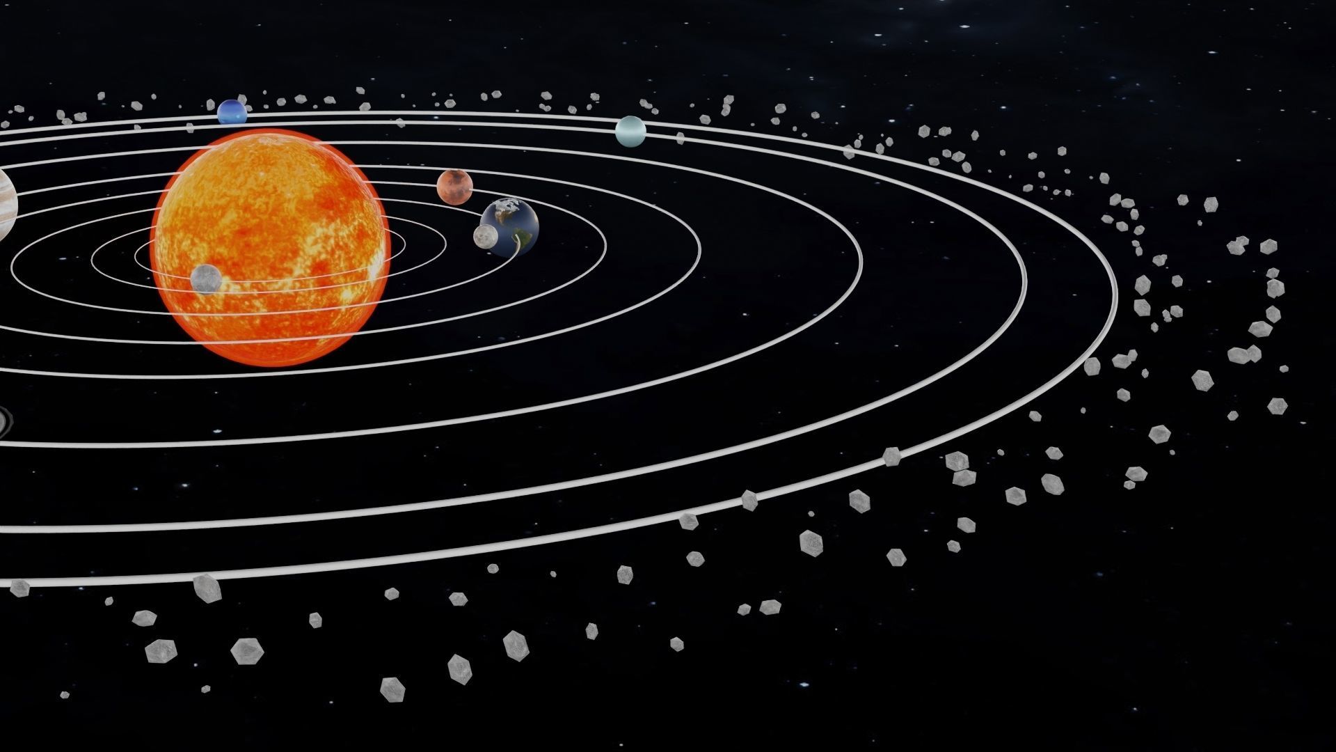 Animated beautiful solar system With Kuiper Belt 3D model_10