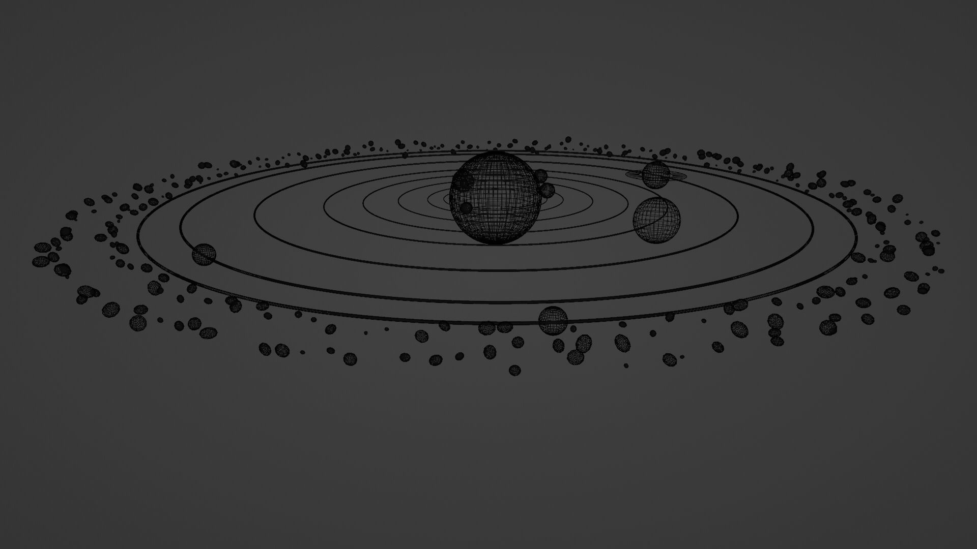 Animated beautiful solar system With Kuiper Belt 3D model_11