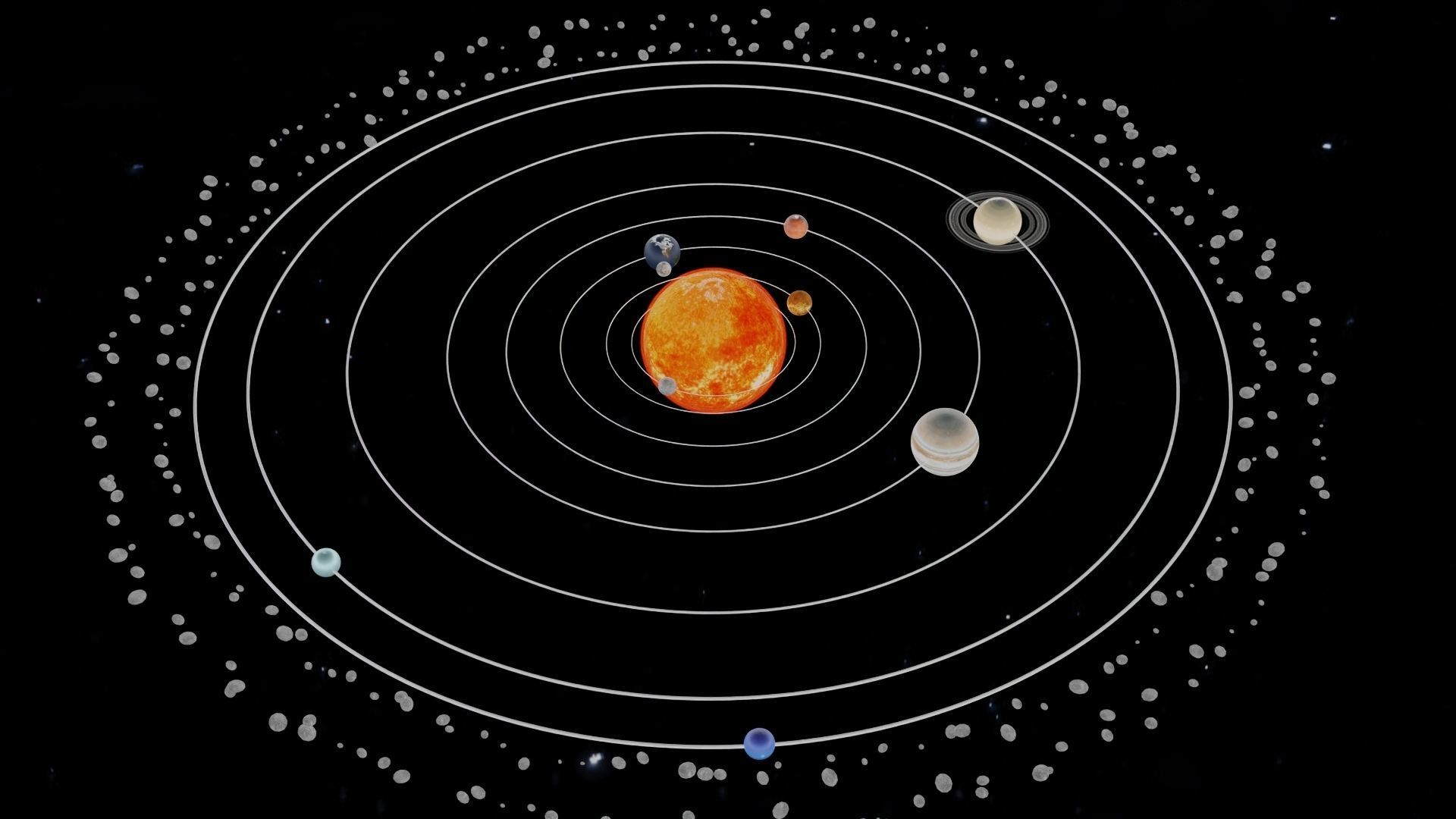 Animated beautiful solar system With Kuiper Belt 3D model_7