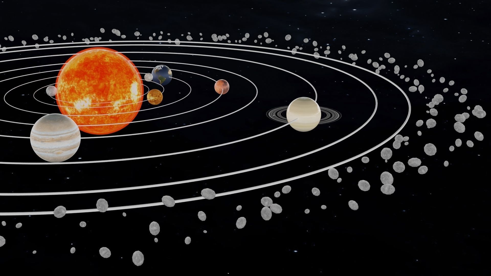 Animated beautiful solar system With Kuiper Belt 3D model_8