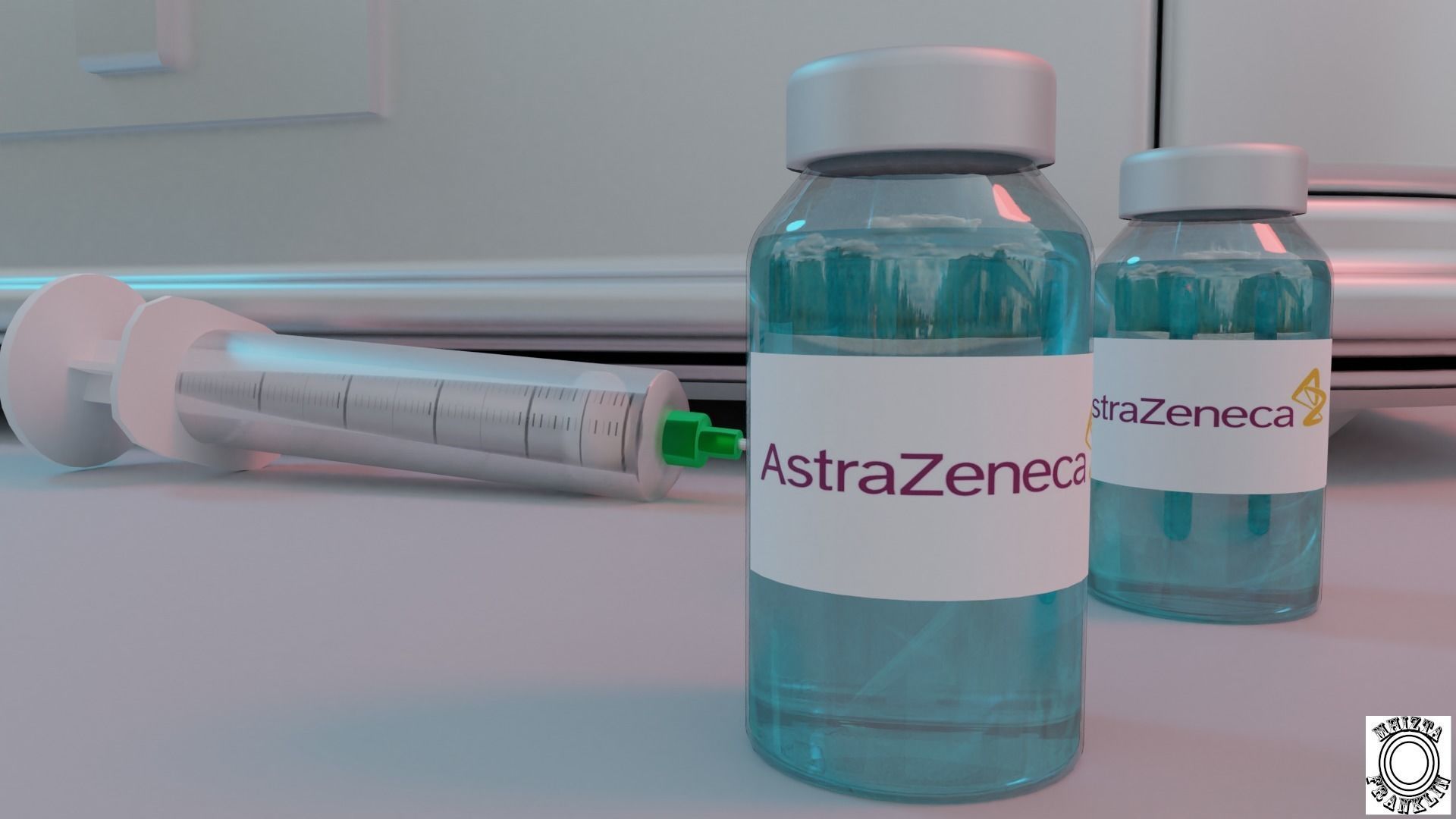 A sci-fi box with syringe and vaccines 3D model_2