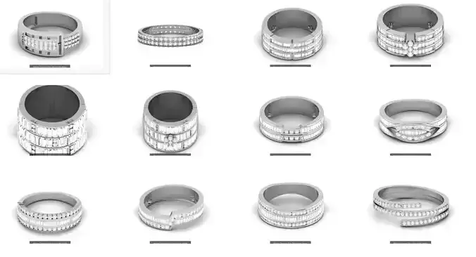 12 Eternity Diamond Bands 3dm render details 
