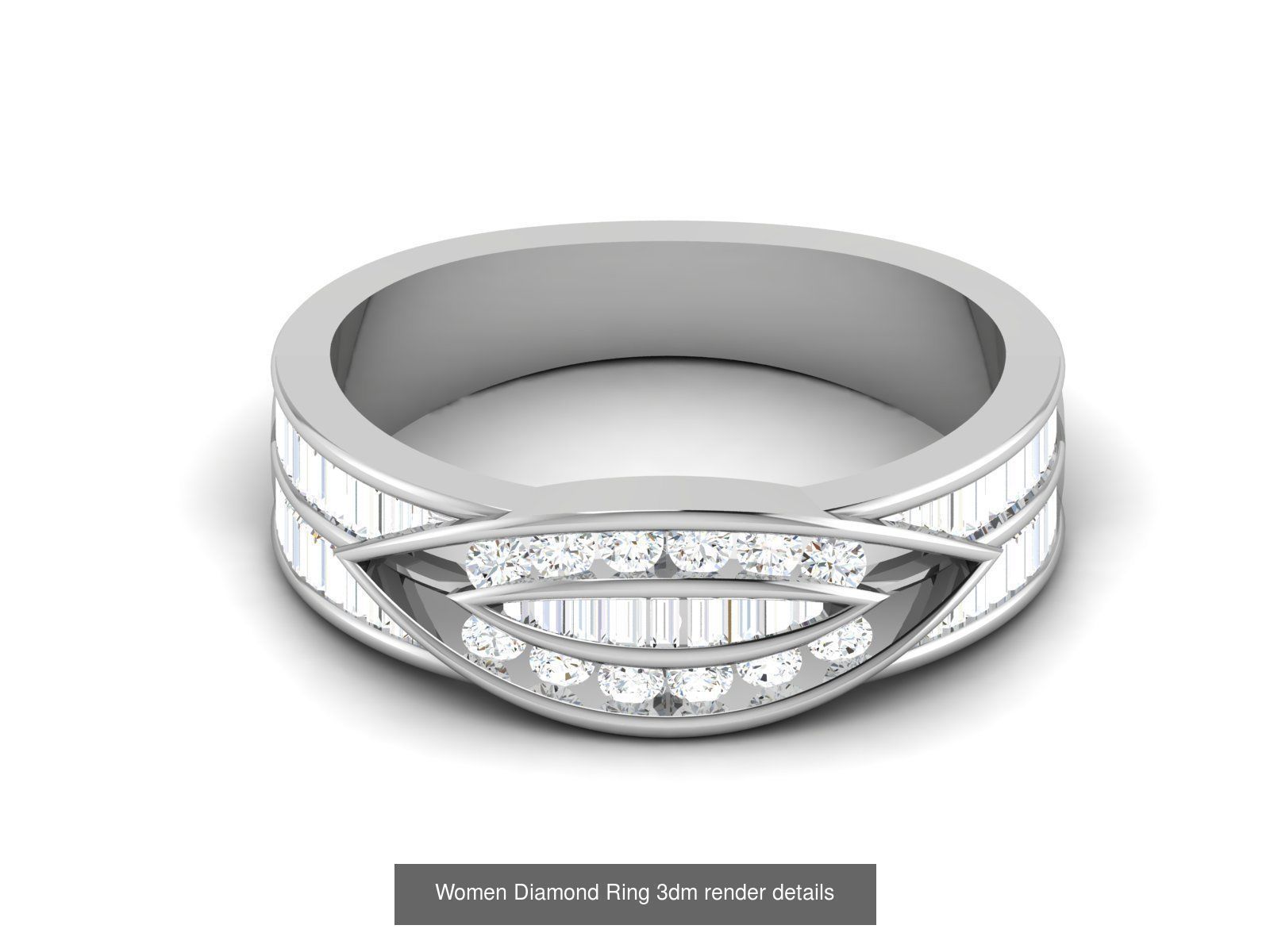 12 Eternity Diamond Bands 3dm render details 3D Model Collection_8
