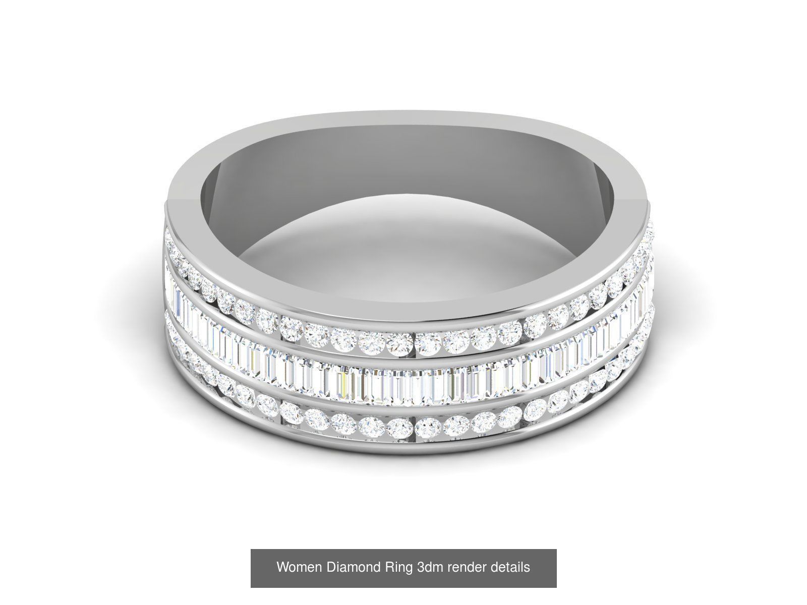 12 Eternity Diamond Bands 3dm render details 3D Model Collection_11
