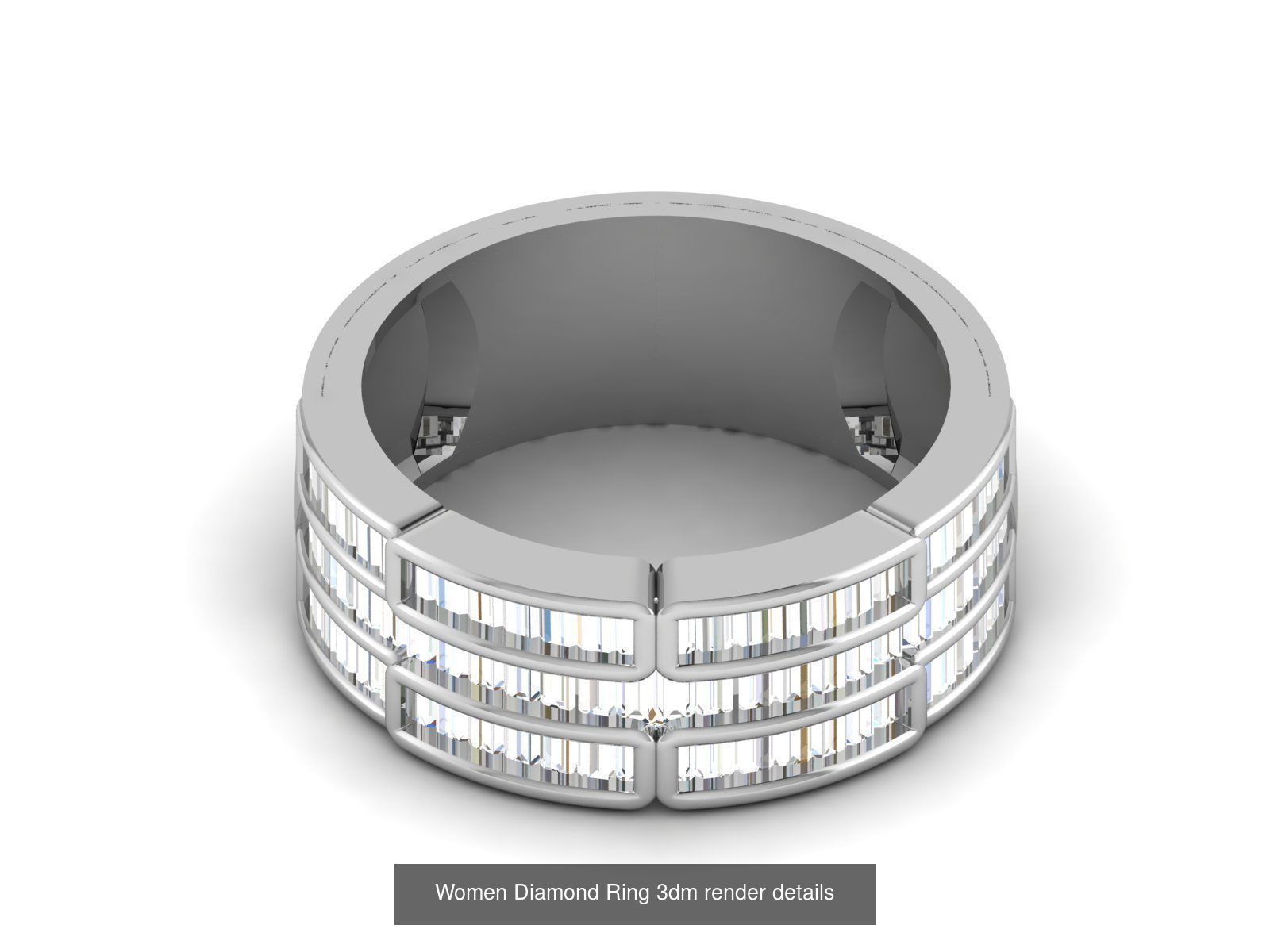 12 Eternity Diamond Bands 3dm render details 3D Model Collection_3