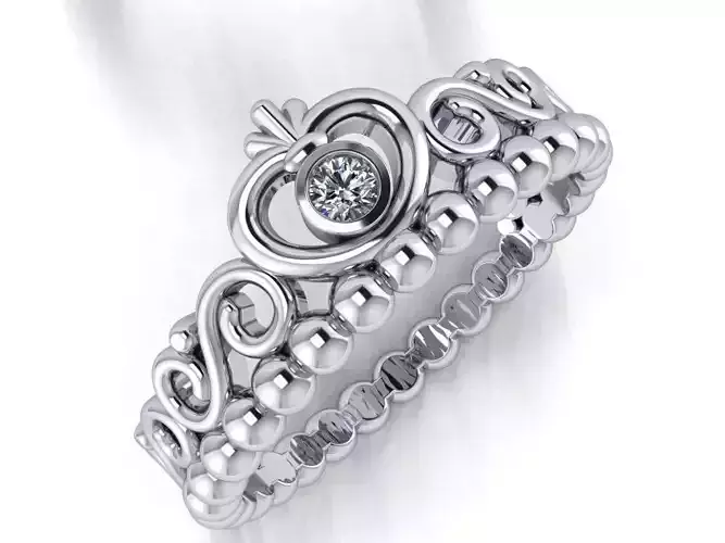 Ring crown with 1 heart and diamond 006ct