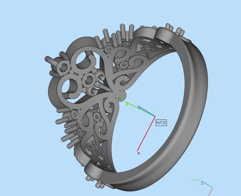 Ring crown 7 hearts and 12 diamonds 3D print model_7