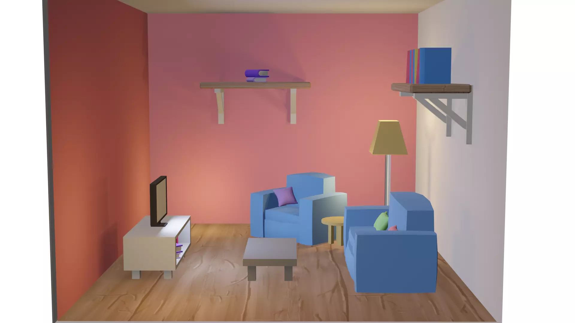 Cartoon Living room - Lowpoly interior 2 Low-poly 3D model
