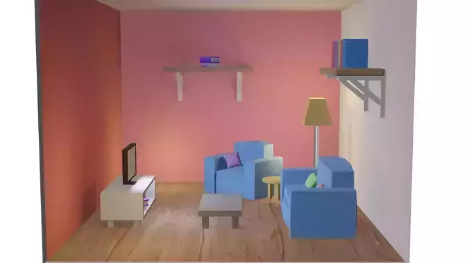Cartoon Living room - Lowpoly interior 2