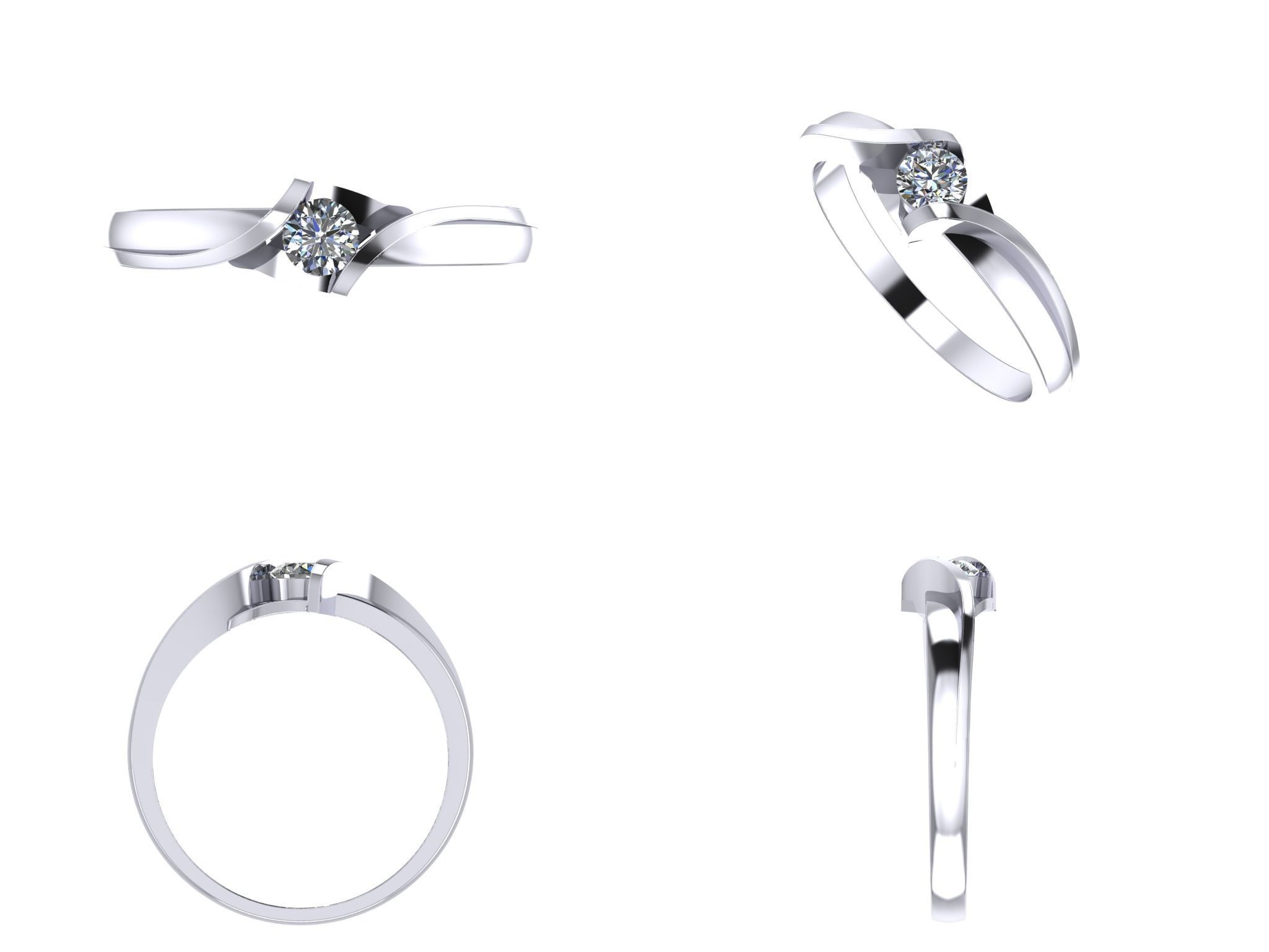 Ring ring 1 diamond 016ct 3D print model_1