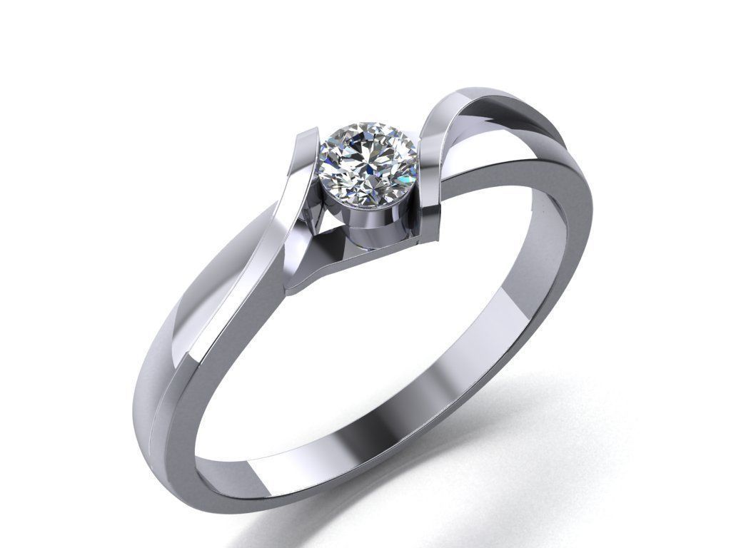 Ring ring 1 diamond 016ct 3D print model_7