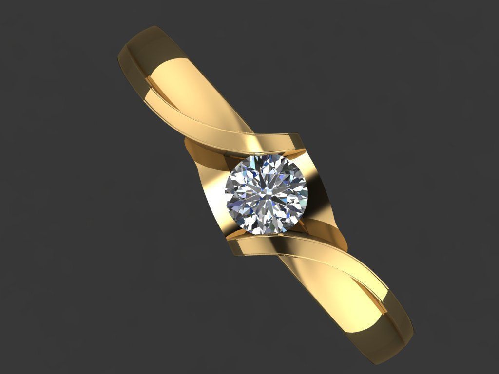 Ring ring 1 diamond 016ct 3D print model_11